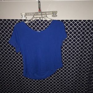 bright blue top with detailed back